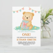 Invitation Joyeux Anniversaire Ourson Mignon (Debout devant)