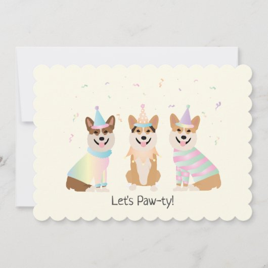 Invitation Joyeux Anniversaire Pembroke Welsh Corgi Chiens (Devant)