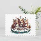 Invitation Joyeux Anniversaire Pembroke Welsh Corgi Chiens (Debout devant)