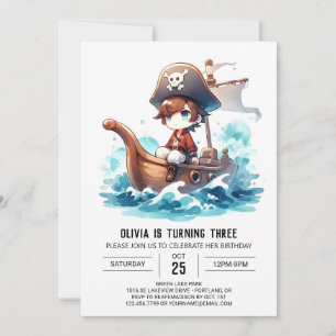 Invitation Joyeux anniversaire personnalisé de pirates