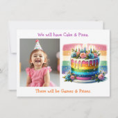 Invitation Joyeux anniversaire personnalisé | Rainbow Cake (Dos)