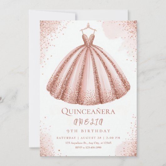 Invitation Joyeux anniversaire petit château princesse (Devant)