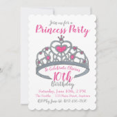 Invitation Joyeux anniversaire Pink Princess Party Tiara Crow (Devant)