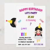 Invitation "Joyeux Anniversaire" plaisir, jeux, gâ (Devant / Derrière)