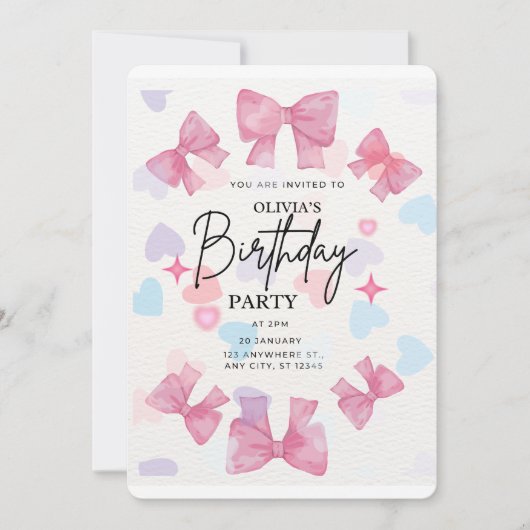 Invitation Joyeux Anniversaire pnik (Devant)