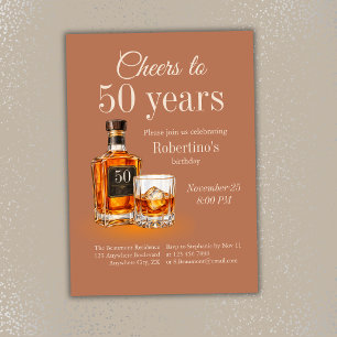 Invitation Joyeux anniversaire pour 50 ans de Whisky pour hom