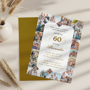 Invitation Joyeux Anniversaire pour 60 Ans de Vie Photo Colla