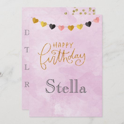 Invitation Joyeux anniversaire pour elle (Devant / Derrière)