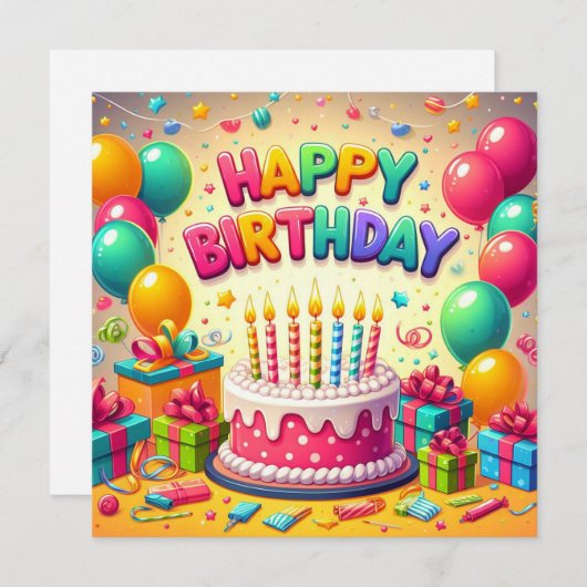 Invitation Joyeux anniversaire pour les enfants - Ballons col (Devant / Derrière)