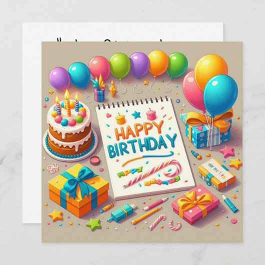 Invitation Joyeux anniversaire pour les enfants - Ballons col (Devant / Derrière)