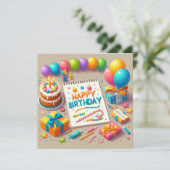 Invitation Joyeux anniversaire pour les enfants - Ballons col (Debout devant)