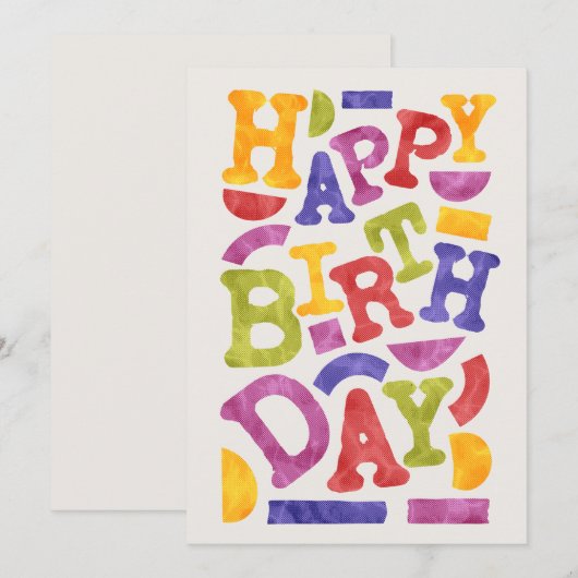 Invitation Joyeux Anniversaire Rétro Typographie (Devant / Derrière)