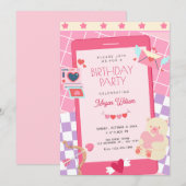 Invitation Joyeux anniversaire rose (Devant / Derrière)