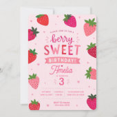 Invitation Joyeux Anniversaire Rose Fraise Sucrée (Devant)