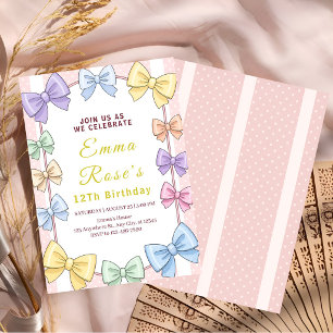 Invitation Joyeux Anniversaire Ruban Pastel Mignon