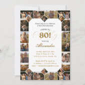 Invitation Joyeux Anniversaire Salue À 80 Ans Photo Collage (Devant)