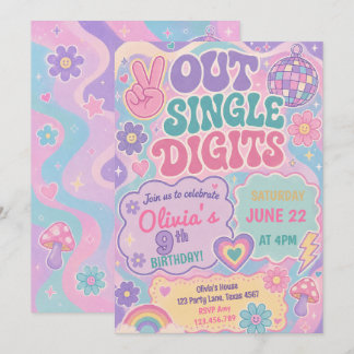 Invitation Joyeux Anniversaire Simple Chiffres Groovy Rétro