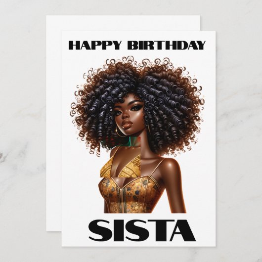 Invitation Joyeux anniversaire Sista femme noire reines melan (Devant / Derrière)
