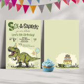Invitation Joyeux Anniversaire Six-A-Saurus Dinosaure TRex 6