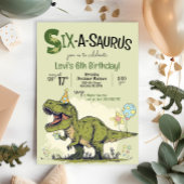 Invitation Joyeux Anniversaire Six-A-Saurus Dinosaure TRex 6