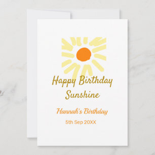 Invitation Joyeux anniversaire soleil brillant jaune orange a