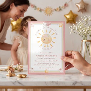 Invitation Joyeux Anniversaire Soleil et Étoiles Arc-en-Ciel