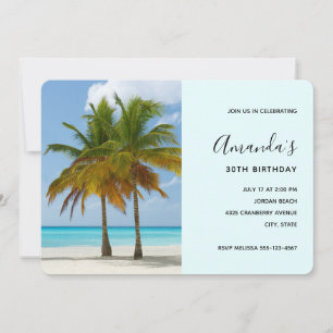 Invitation Joyeux Anniversaire sous de Beaux Palmiers sur une
