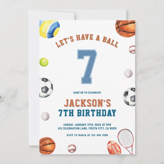 Invitation Joyeux Anniversaire Sport - Faisons une Fête (Devant)