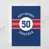 Invitation Joyeux Anniversaire Sports Jersey Stripes Nom et â (Dos)