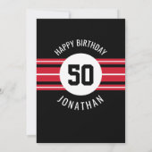 Invitation Joyeux Anniversaire Sports Jersey Stripes Nom et â (Dos)