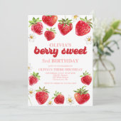 Invitation Joyeux Anniversaire Sucré aux Fraises (Debout devant)
