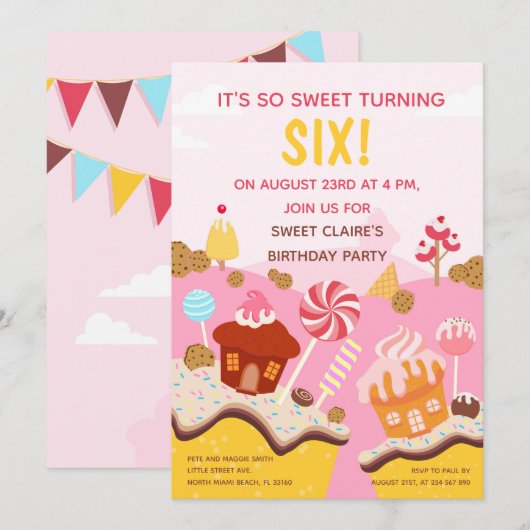 Invitation Joyeux anniversaire Sweet cupackes (Devant / Derrière)