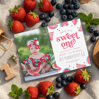 Invitation Joyeux Anniversaire Sweet One Pastèque Filles Phot