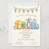 Invitation Joyeux Anniversaire Thème Dinosaure 4 (Devant)