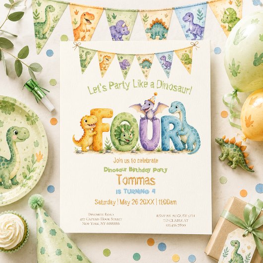 Invitation Joyeux Anniversaire Thème Dinosaure 4