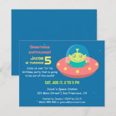 Invitation Joyeux Anniversaire Thème Espace et Alien Mignon (Devant / Derrière)