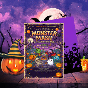 Invitation Joyeux Anniversaire Thème Monstres pour Enfants de