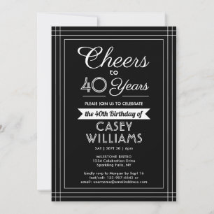 Invitation Joyeux Anniversaire Toute Année Noir et Blanc 4 Ph