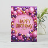 Invitation Joyeux anniversaire violet (Debout devant)