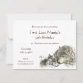 Invitation Joyeux Anniversaire Wolf & Animaux d'enfants (Dos)
