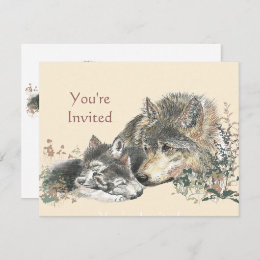 Invitation Joyeux Anniversaire Wolf & Animaux d'enfants (Devant / Derrière)