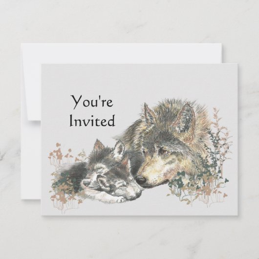 Invitation Joyeux Anniversaire Wolf & Cub Animals Invit (Devant)