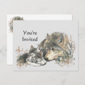 Invitation Joyeux Anniversaire Wolf & Cub Animals Invit (Devant / Derrière)