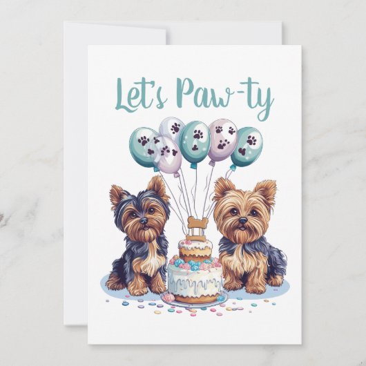 Invitation Joyeux anniversaire Yorkie Chien (Devant)