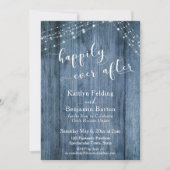Invitation Joyeux après avec Rustic Blue Wood & Lights (Devant)