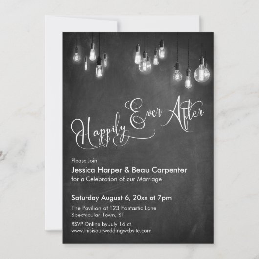 Invitation Joyeux Après, Edison Lights, Chalkboard (Devant)