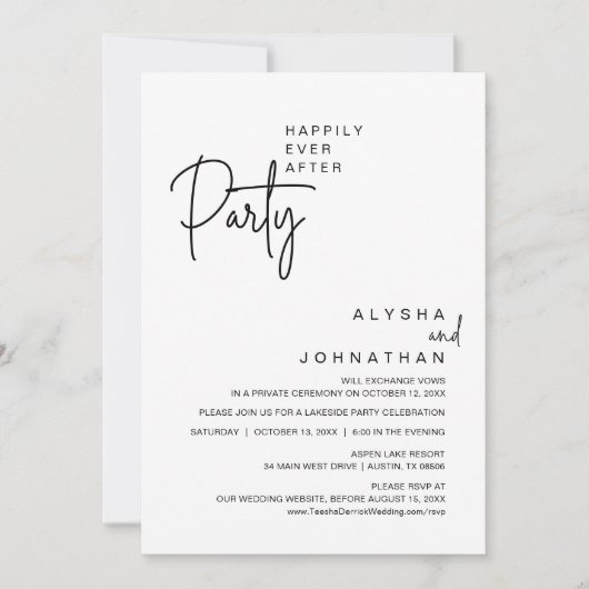 Invitation Joyeux Après La Fête, Dîner Mariage (Devant)