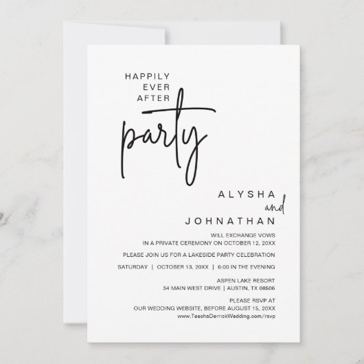 Invitation Joyeux Après La Fête, Dîner Mariage (Devant)