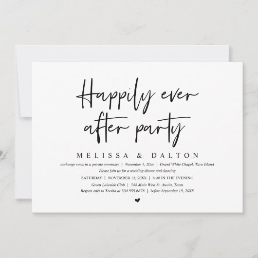 Invitation Joyeux Après La Fête, Dîner Mariage Elopement (Devant)