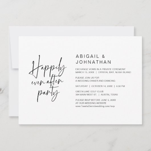 Invitation Joyeux Après La Fête, Dîner Mariage Elopement (Devant)